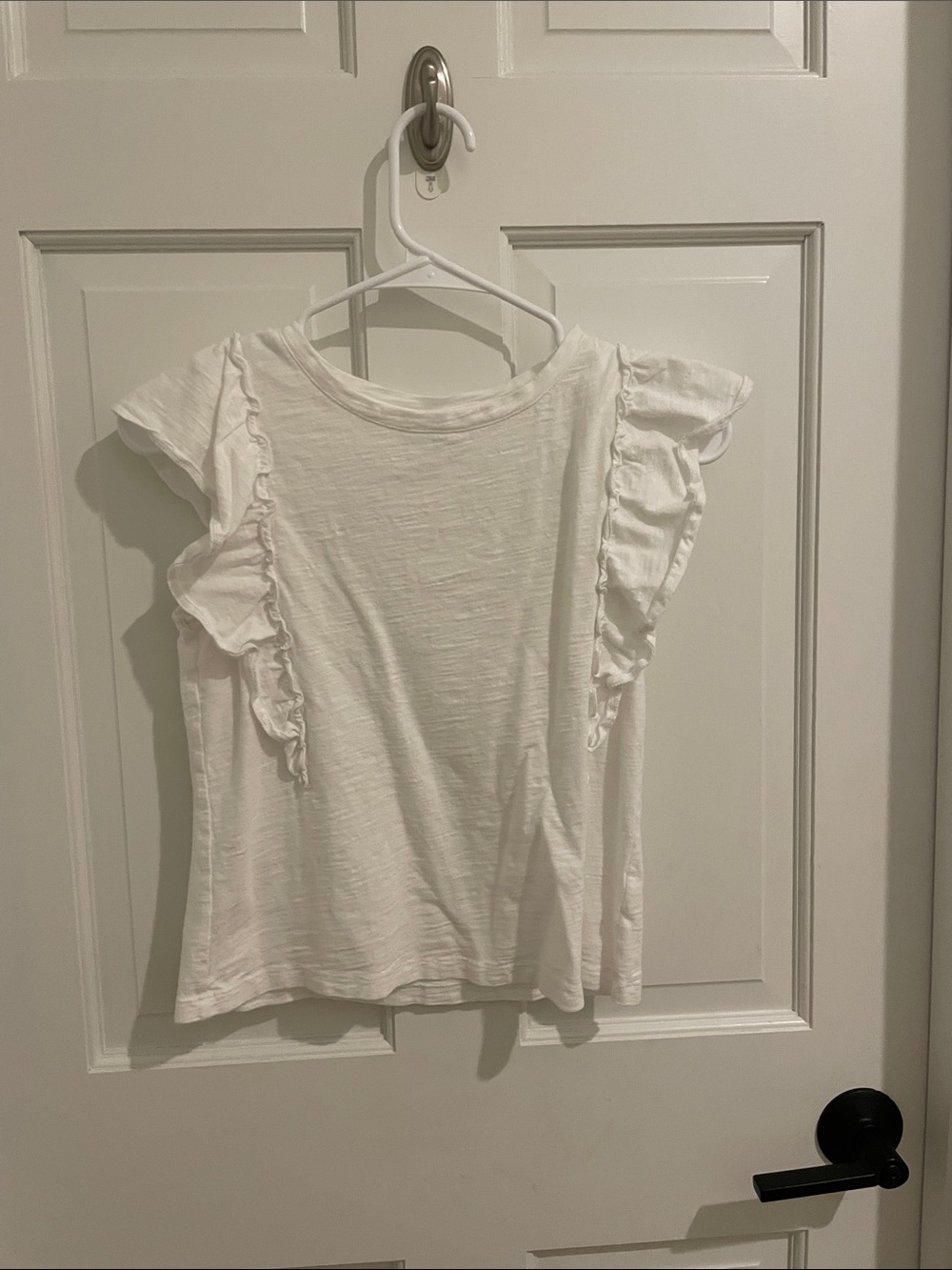 Old Navy White Ruffle Sleeve Tank Top